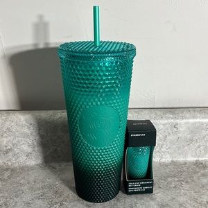 Starbucks tumbler venti mint green and studded keychain